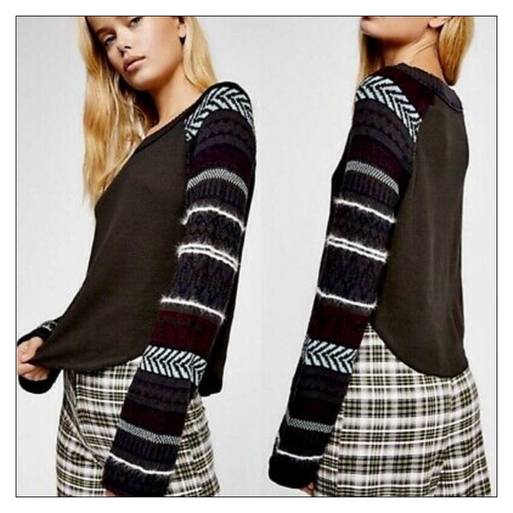 Free People Washed Black Fairground Thermal Top - Picture 2 of 3